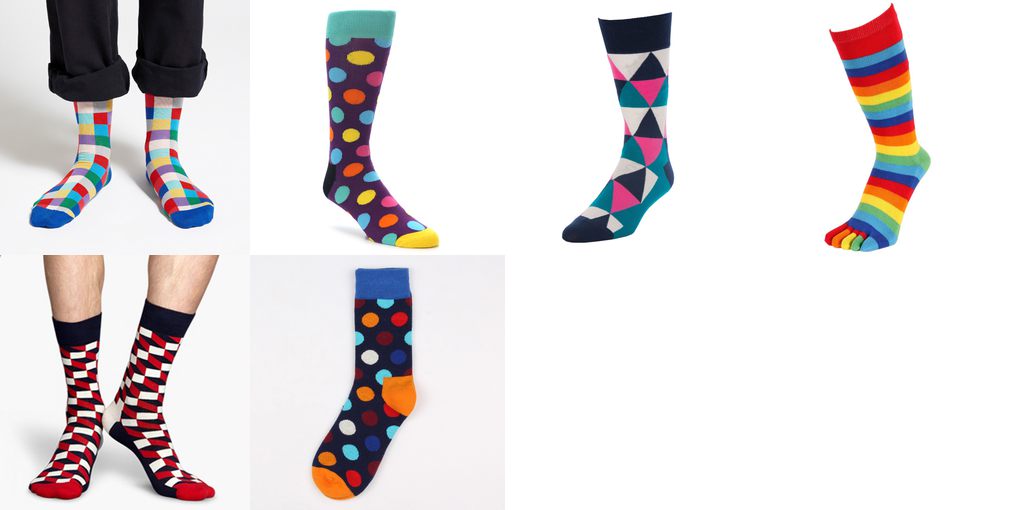 mens multi color socks